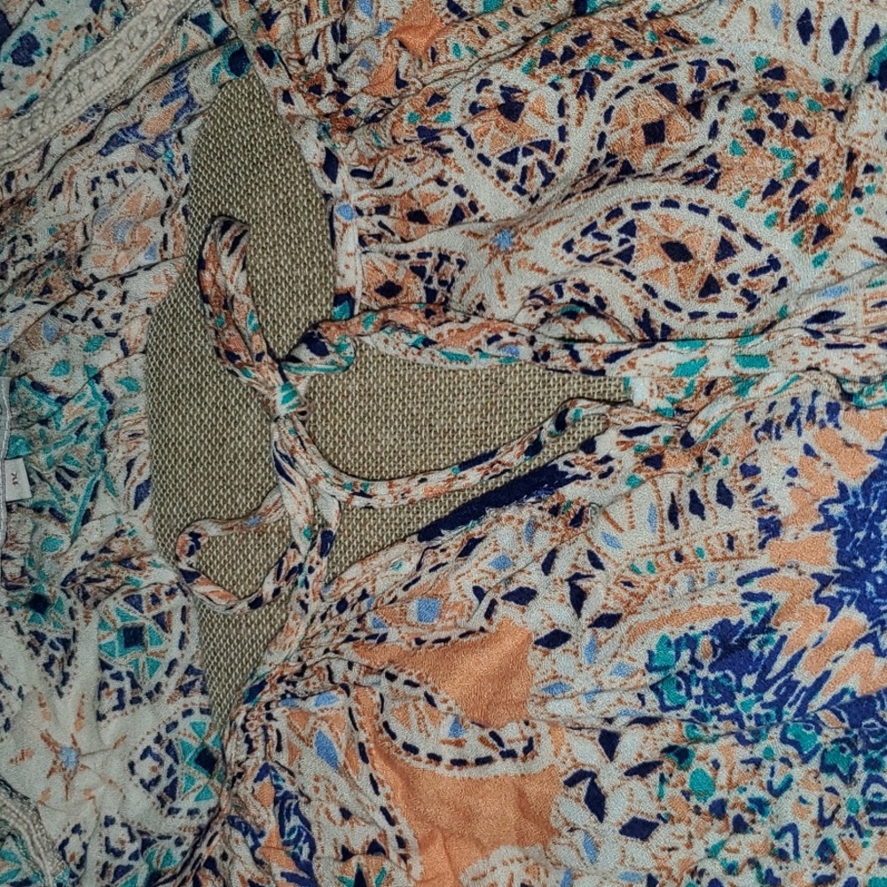 EUC Rose & Thyme Split Neck Cottony Blouse Bishop Sleeve Boho Tunic 1X - Picture 15 of 16